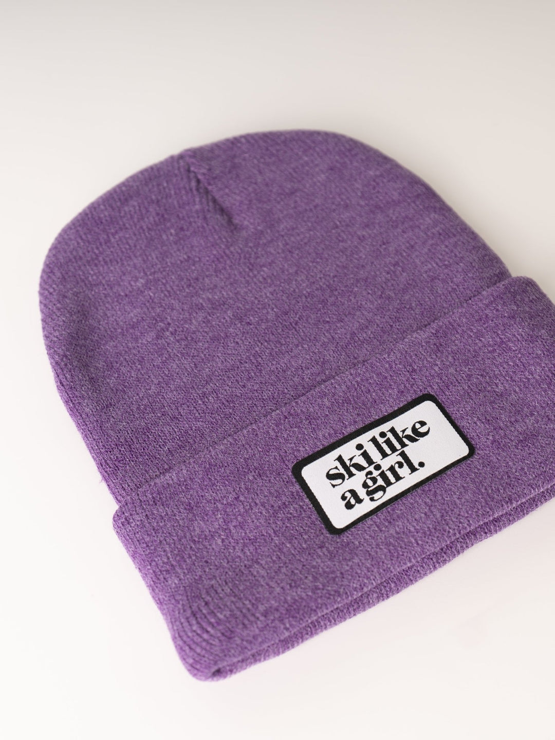 Ski Like a Girl Purple Ribbed Beanie - Heyday