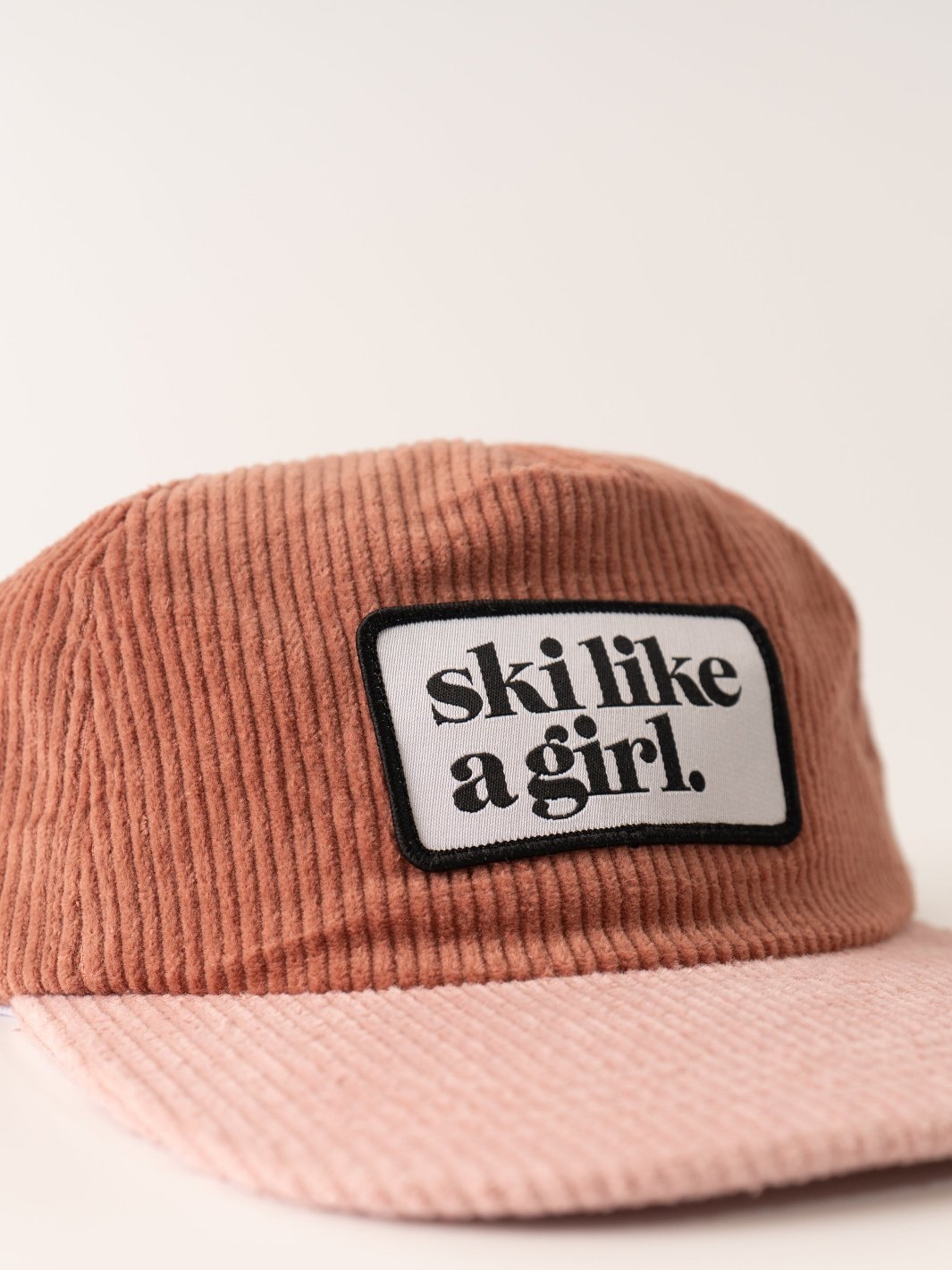 Ski Like A Girl Raspberry Cord Patch Hat - Heyday