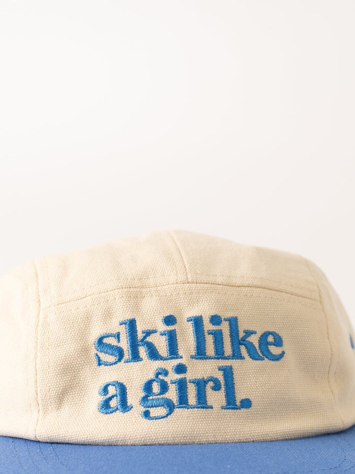 Ski Like A Girl Royal Blue and Cream Camp Hat - Heyday