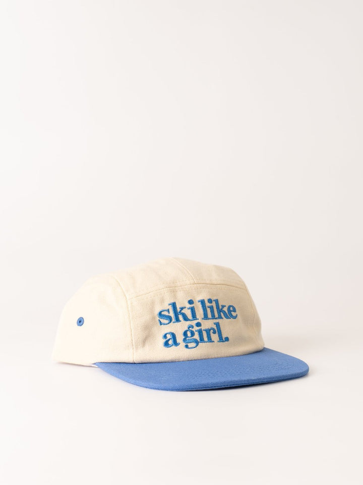 Ski Like A Girl Royal Blue and Cream Camp Hat - Heyday