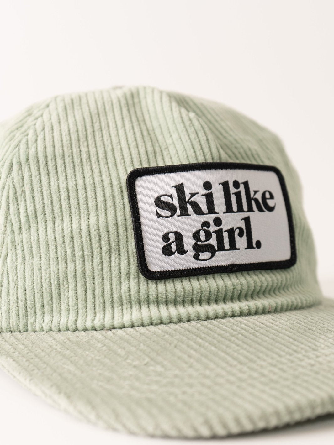 Ski Like A Girl Seafoam Cord Patch Hat - Heyday