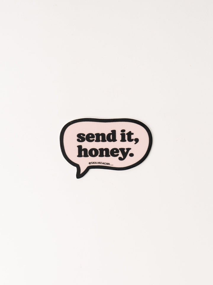 Ski Like A Girl Send It, Honey Pink Sticker - Heyday