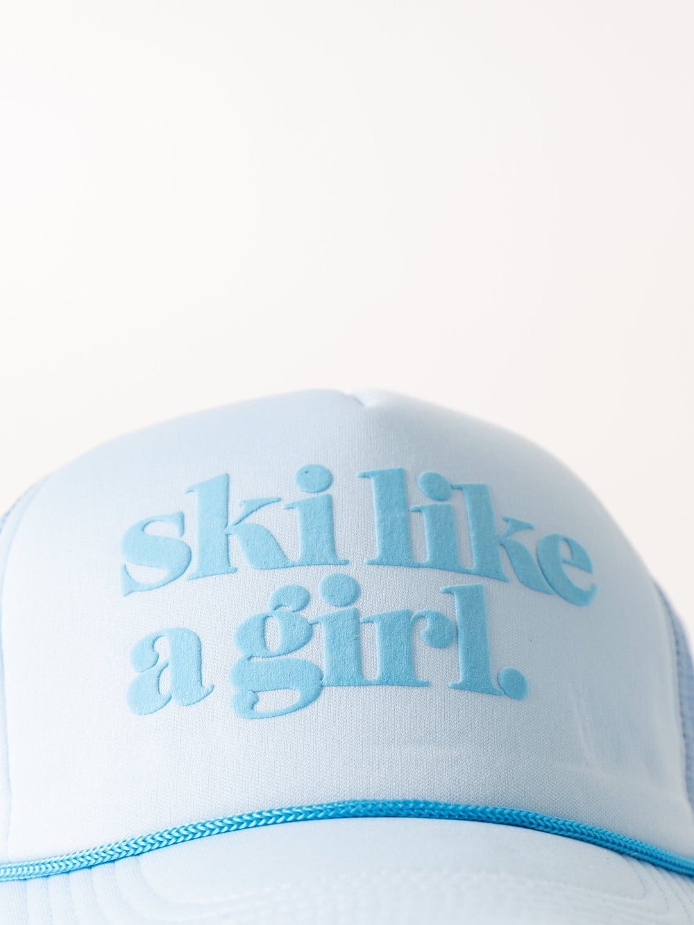 Ski Like A Girl Sky Blue Trucker Hat - Heyday