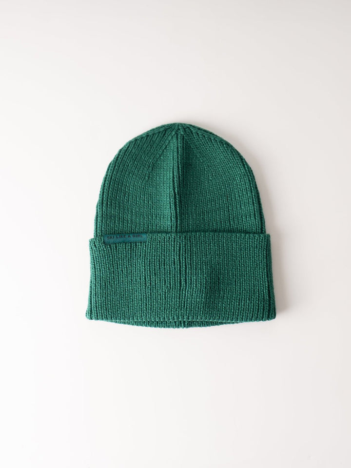 Ski Like a Girl Teal Hi Cuff Knit Beanie - Heyday