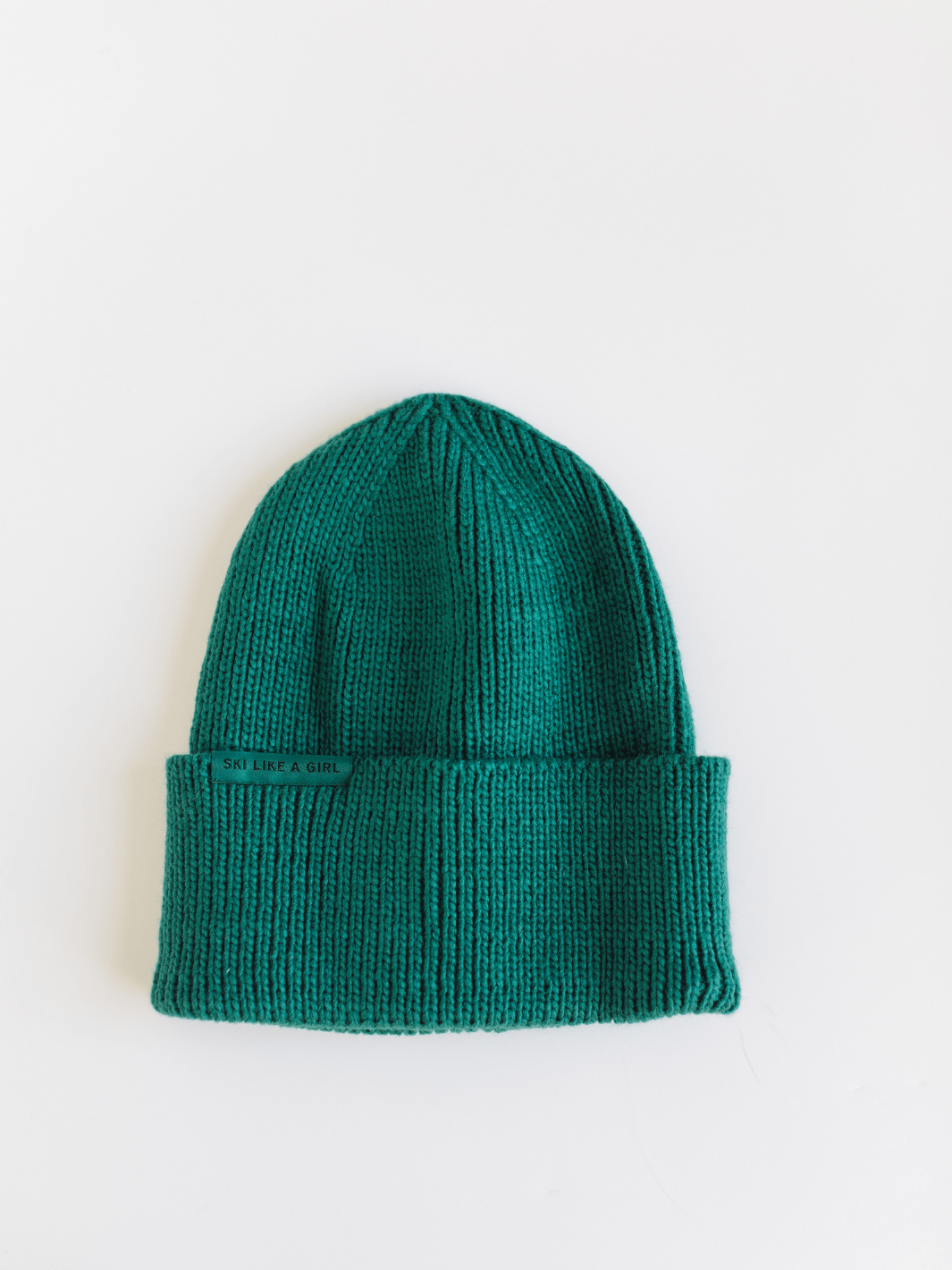 Ski Like a Girl Teal Hi Cuff Knit Beanie - Heyday