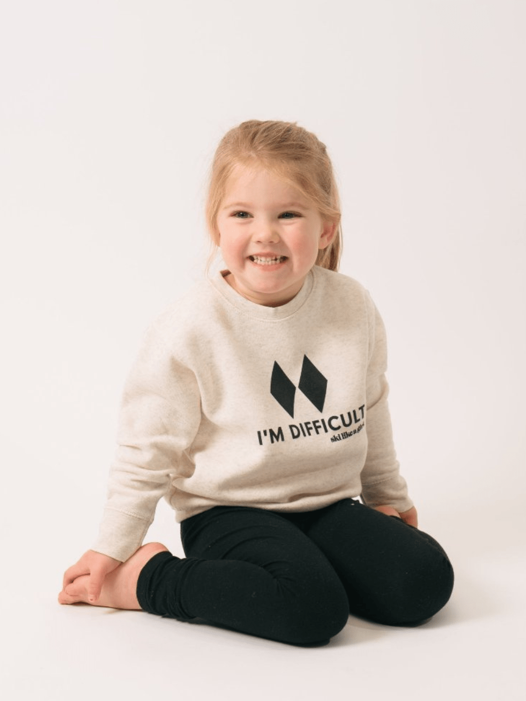 Ski Like A Girl Toddler Natural Heather I'm Difficult Sweatshirt - Heyday