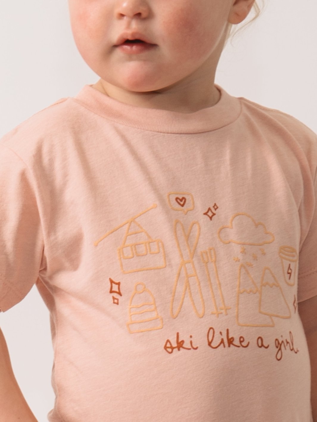 Ski Like A Girl Toddler Peach Whimsy Ski Tee - Heyday