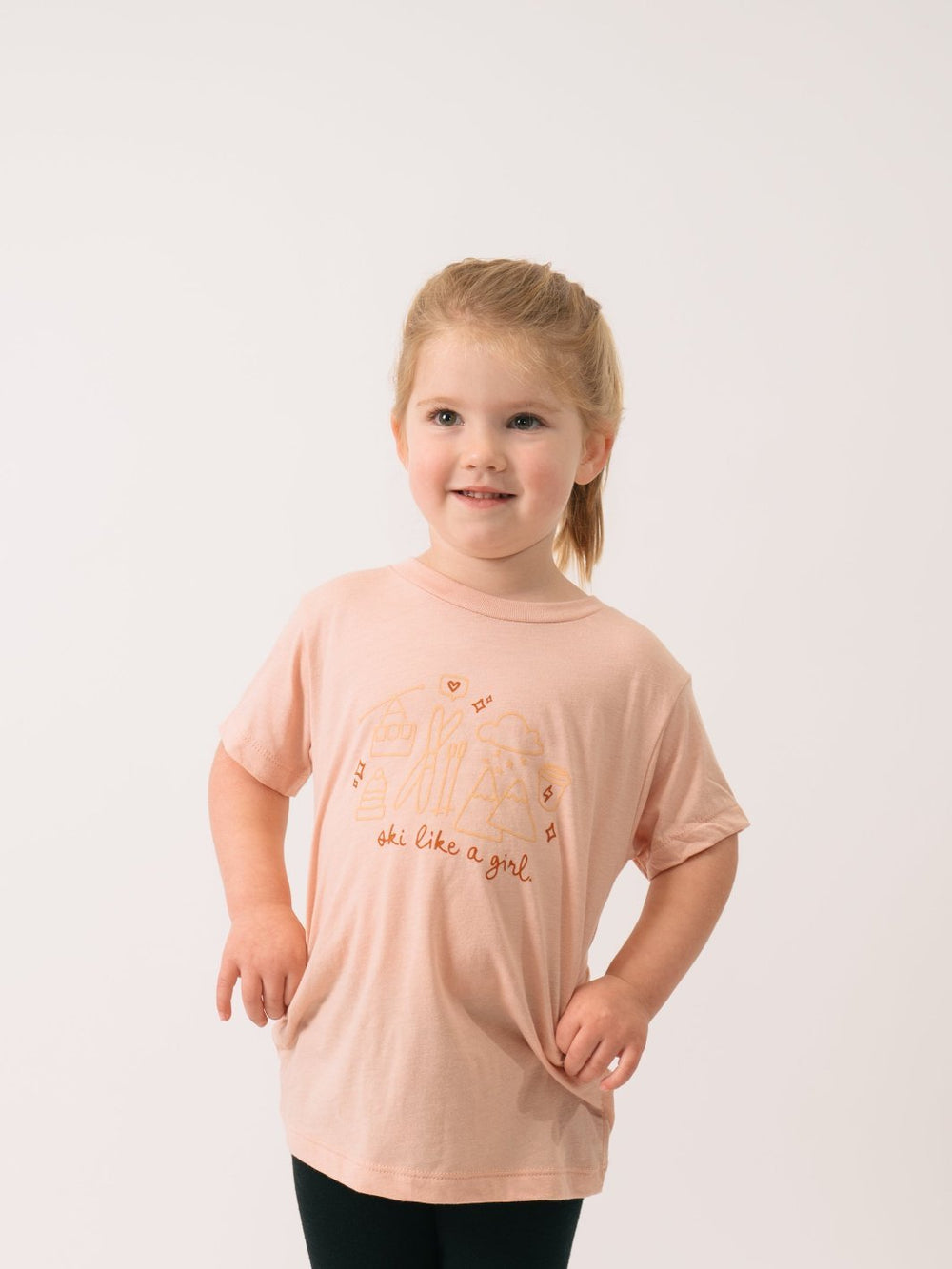 Ski Like A Girl Toddler Peach Whimsy Ski Tee - Heyday