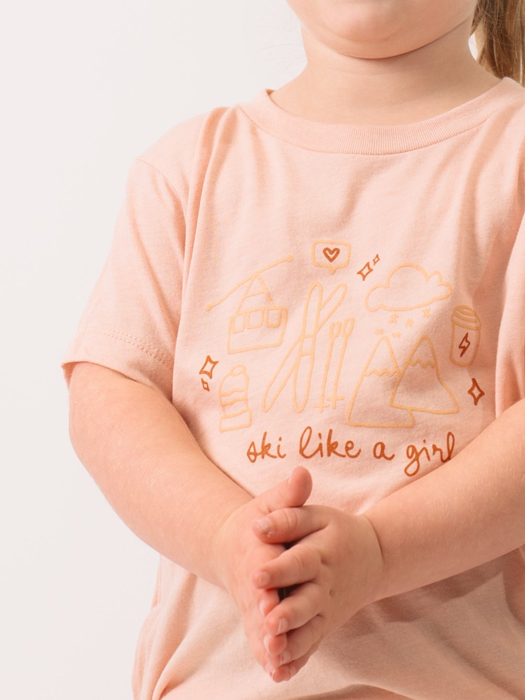 Ski Like A Girl Toddler Peach Whimsy Ski Tee - Heyday