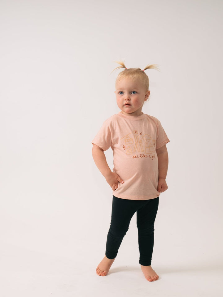 Ski Like A Girl Toddler Peach Whimsy Ski Tee - Heyday