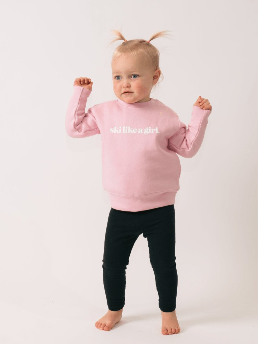 Ski Like A Girl Toddler Pink Fleece Sweatshirt - Heyday