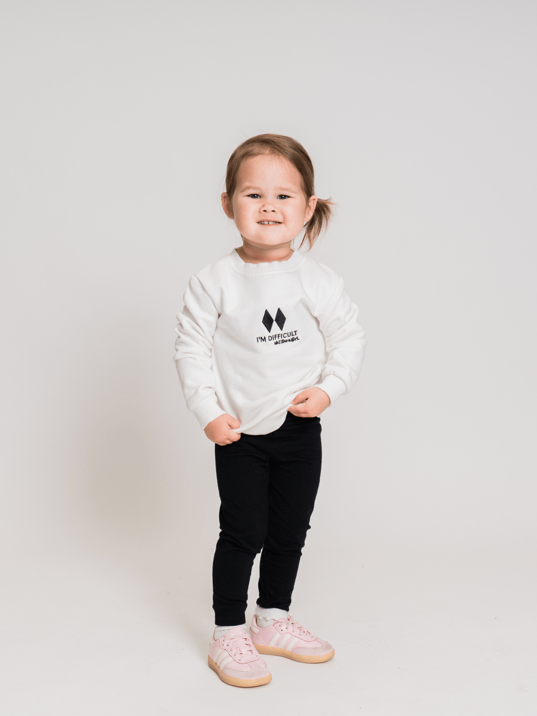 Ski Like A Girl Toddler White I'm Difficult Pullover - Heyday