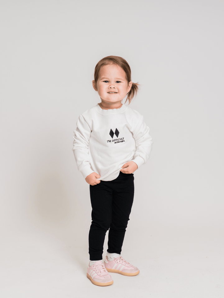Ski Like A Girl Toddler White I'm Difficult Pullover - Heyday