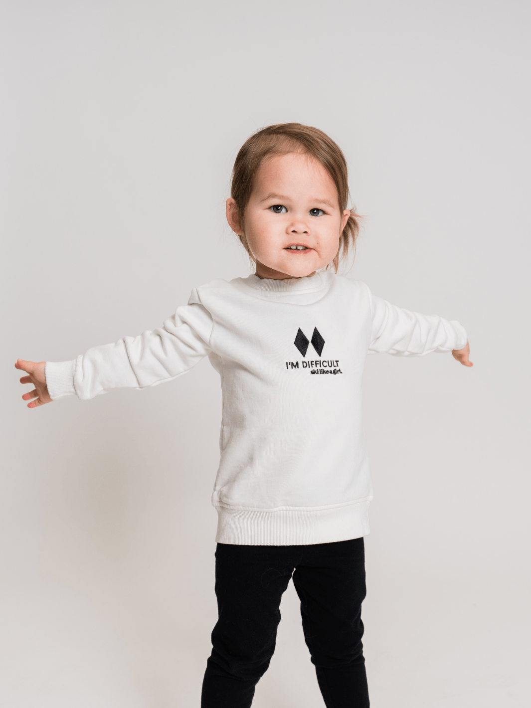 Ski Like A Girl Toddler White I'm Difficult Pullover - Heyday