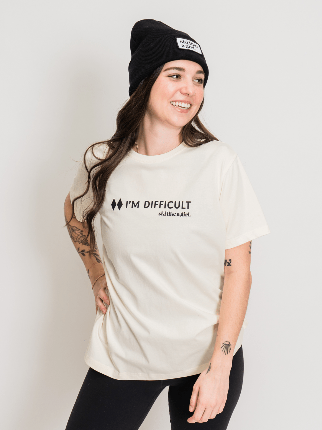 Ski Like A Girl White I'm Difficult Short Sleeve Tee - Heyday