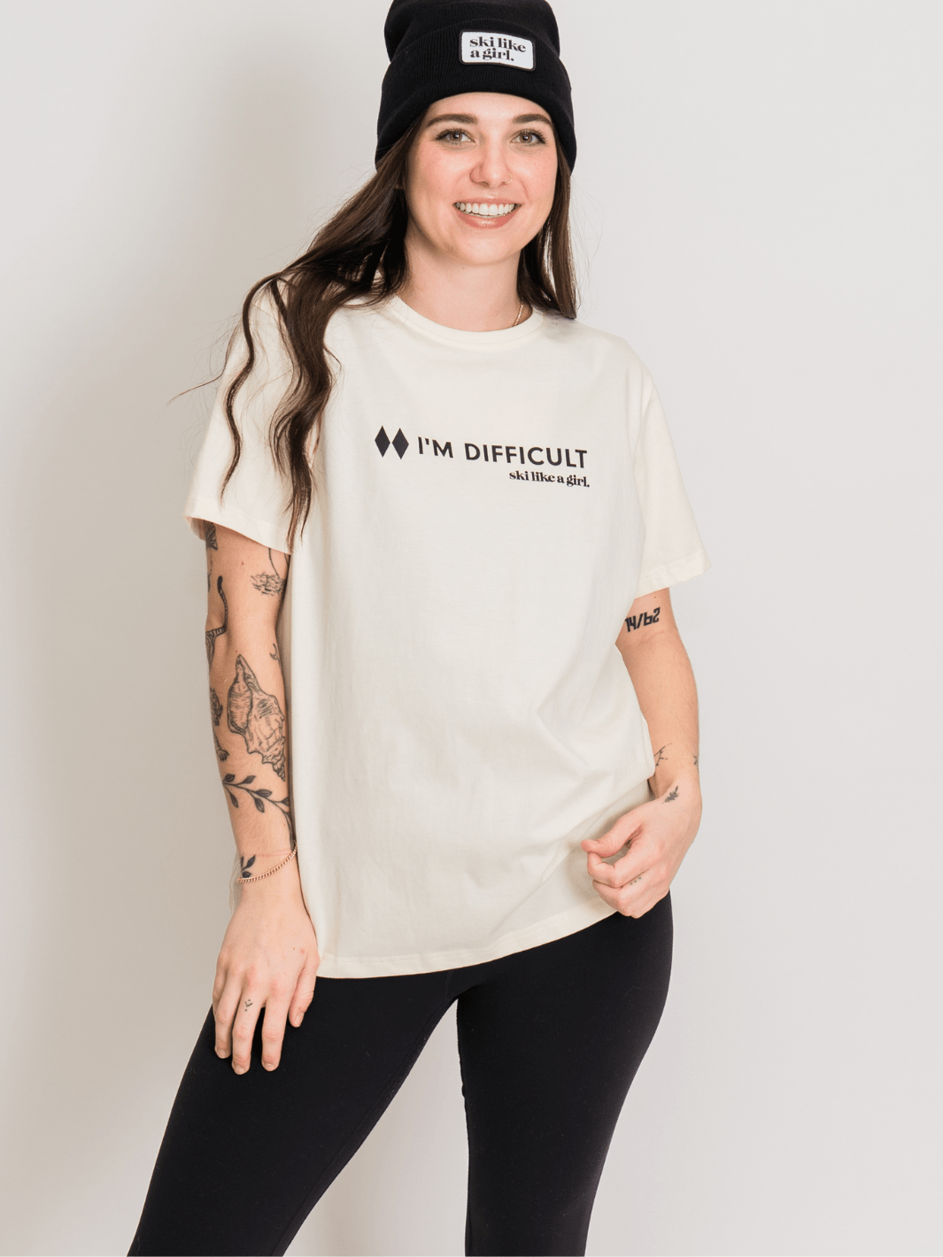 Ski Like A Girl White I'm Difficult Short Sleeve Tee - Heyday