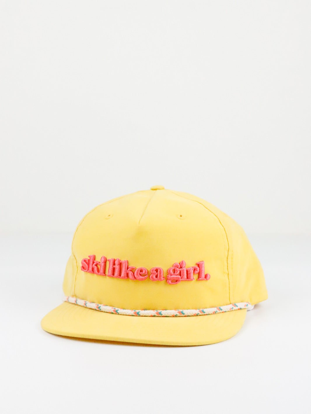 Ski Like A Girl Yellow Nylon Embroidered Hat - Heyday