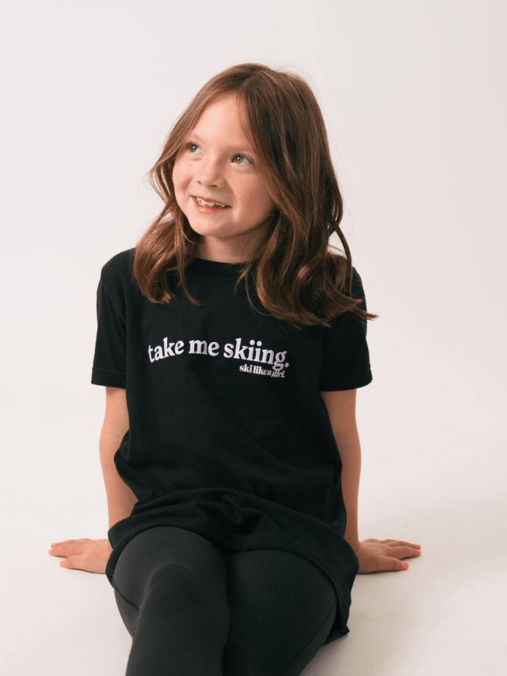 Ski Like a Girl Youth Black Take Me Skiing Short Sleeve Tee - Heyday