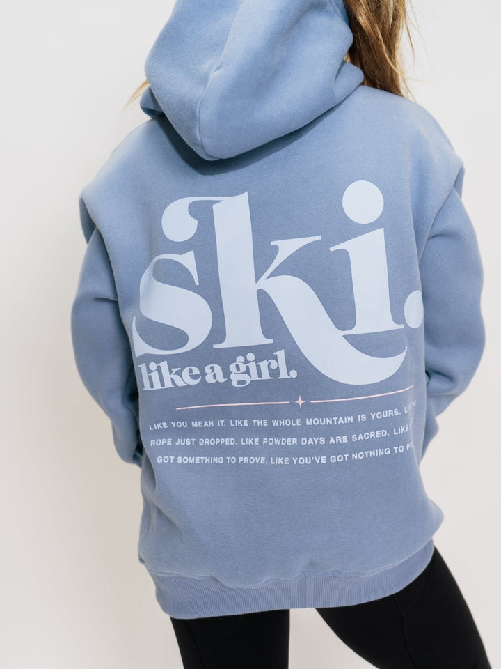 Ski Like A Girl Youth Blue Manifesto Hoodie - Heyday