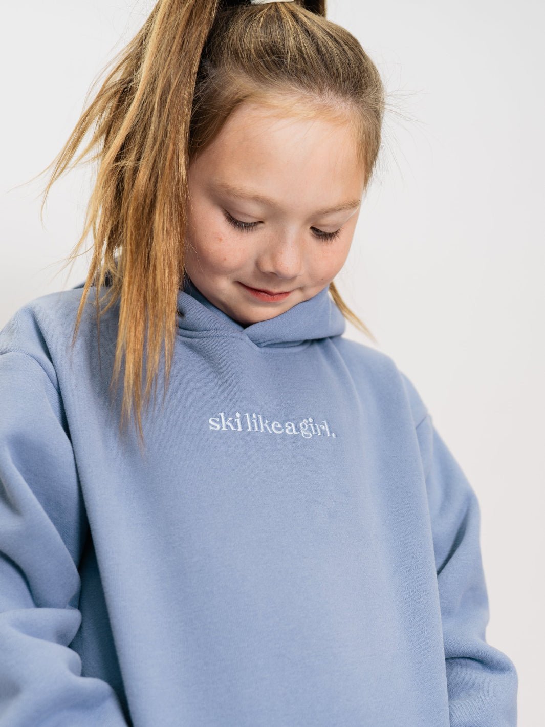 Ski Like A Girl Youth Blue Manifesto Hoodie - Heyday