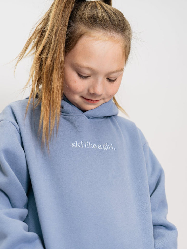 Ski Like A Girl Youth Blue Manifesto Hoodie - Heyday
