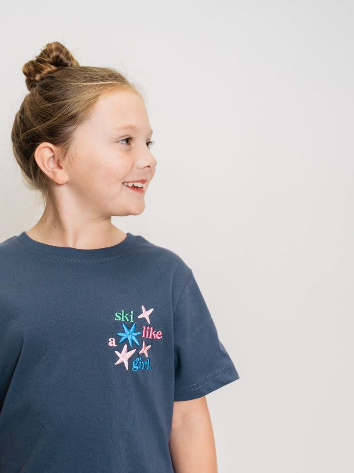 Ski Like A Girl Youth Blue Star Short Sleeve Tee - Heyday