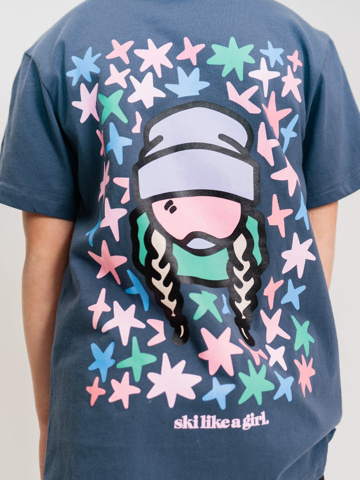 Ski Like A Girl Youth Blue Star Short Sleeve Tee - Heyday