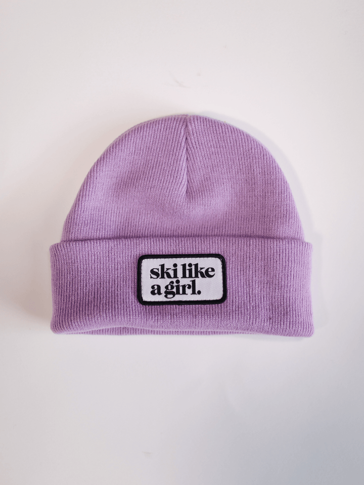 Ski Like a Girl Youth Lilac Merrowed Raised Patch Beanie - Heyday