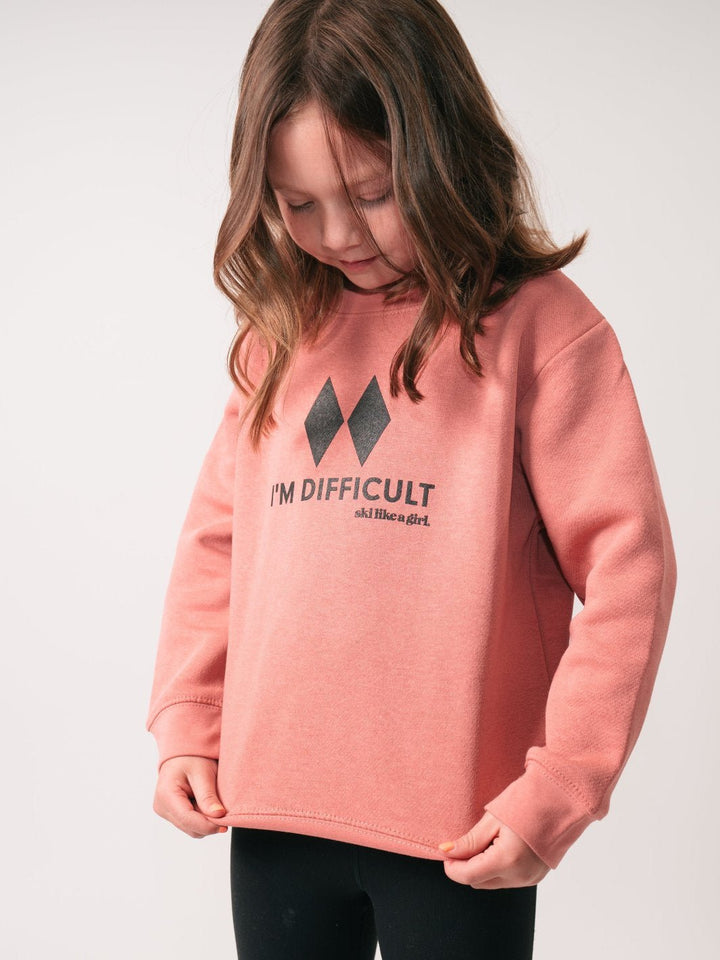 Ski Like A Girl Youth Mauve I'm Difficult Sweatshirt - Heyday