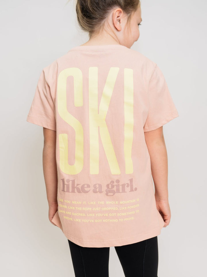 Ski Like A Girl Youth Pink Manifesto Short Sleeve Tee - Heyday