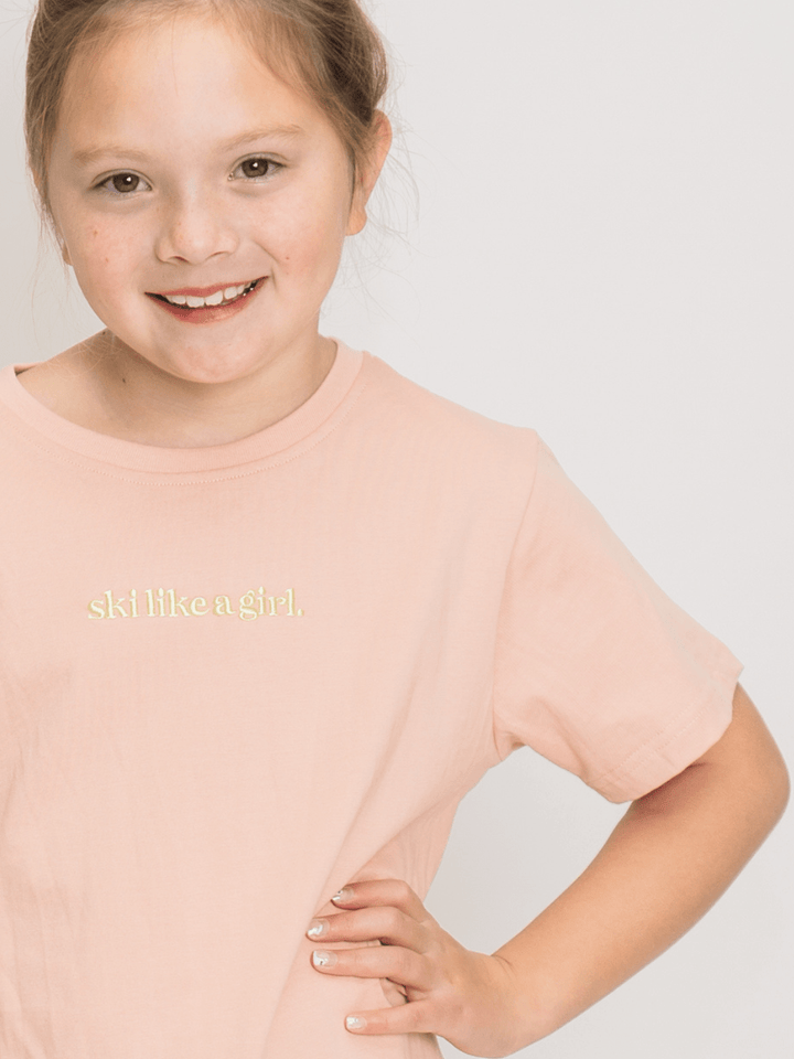 Ski Like A Girl Youth Pink Manifesto Short Sleeve Tee - Heyday