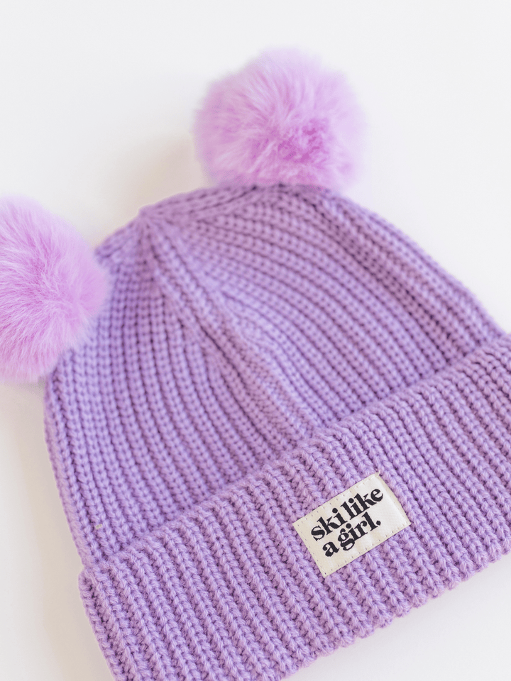 Ski Like A Girl Youth Powder Cub Lilac Beanie - Heyday