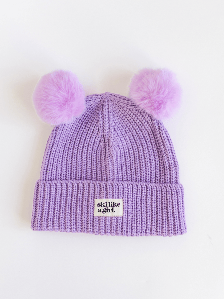 Ski Like A Girl Youth Powder Cub Lilac Beanie - Heyday