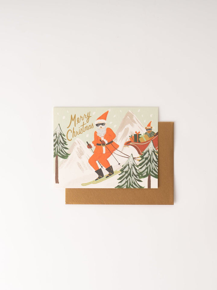 Skiing Santa Merry Christmas Card - Heyday