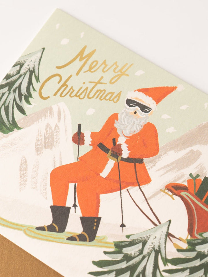 Skiing Santa Merry Christmas Card - Heyday