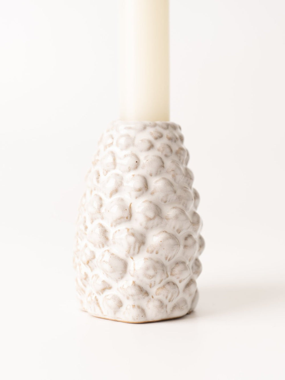 Small Cream Pinecone Taper Holder - Heyday
