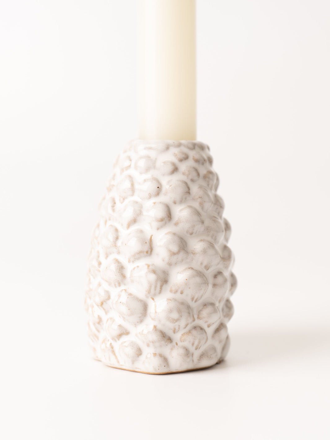Small Cream Pinecone Taper Holder - Heyday