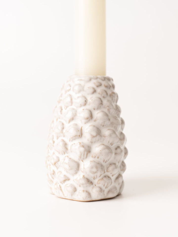 Small Cream Pinecone Taper Holder - Heyday