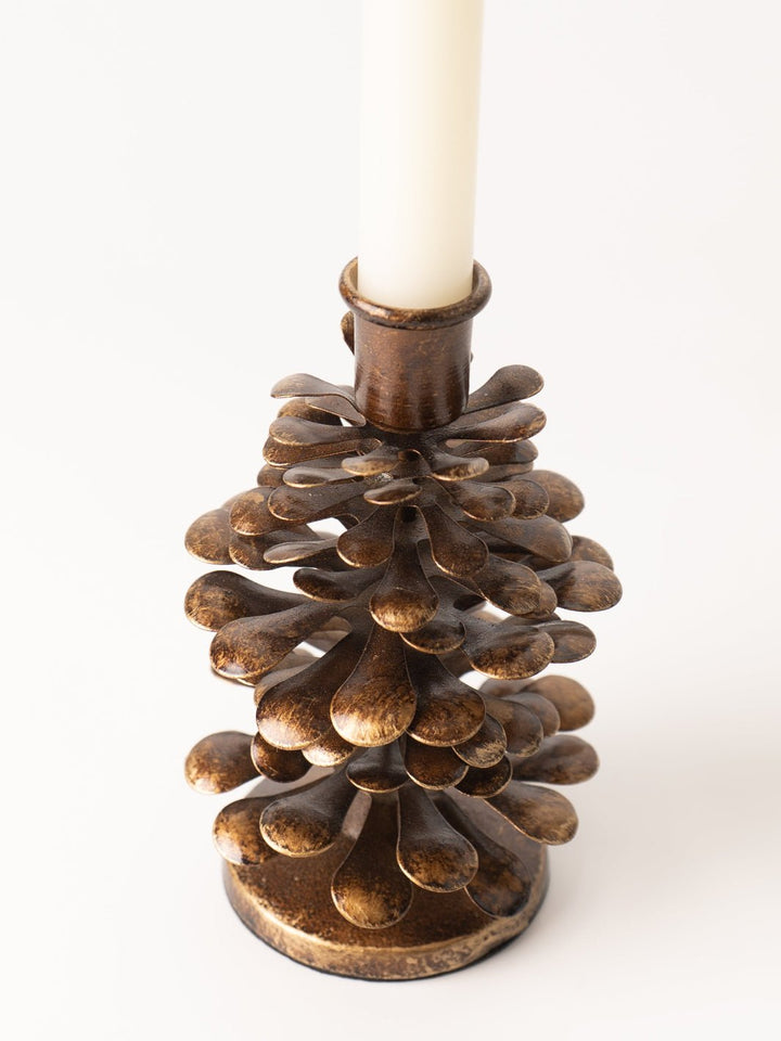 Small Metal Pinecone Taper Holder - Heyday