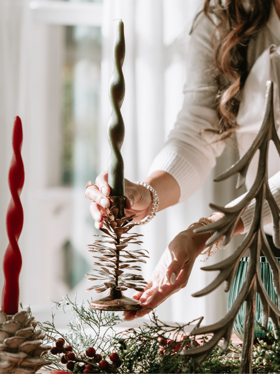 Small Metal Pinecone Taper Holder - Heyday