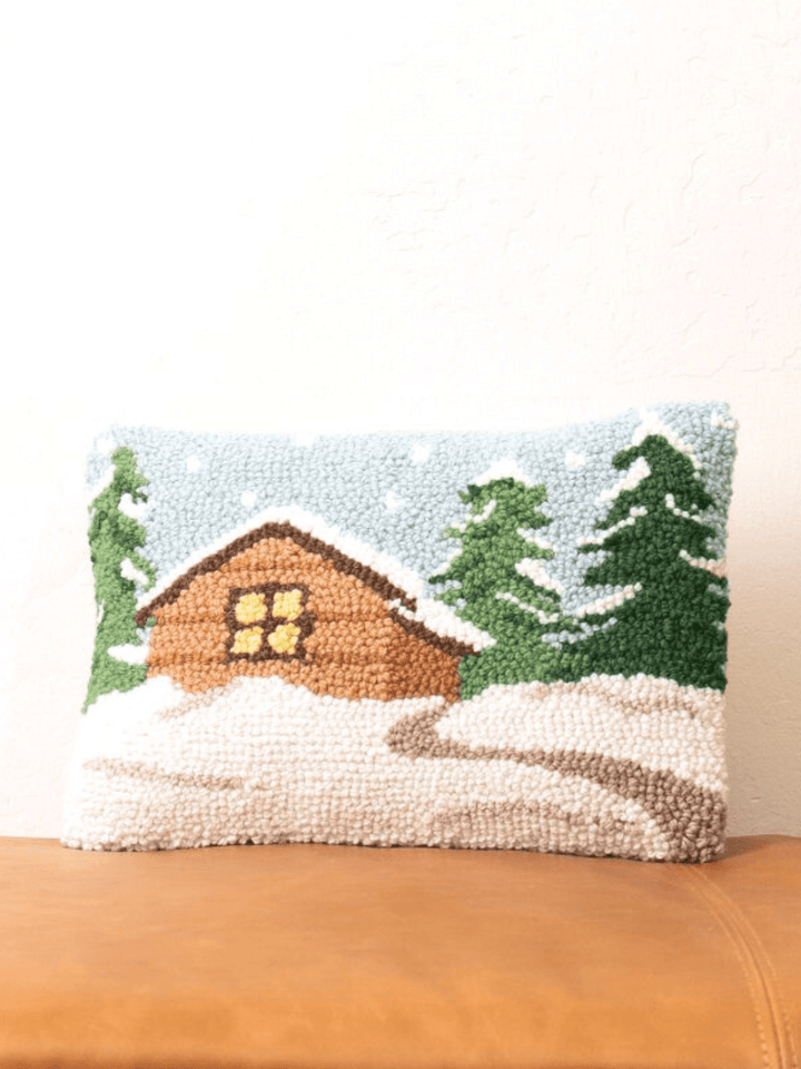 Snowy Cabin Hook Pillow - Heyday