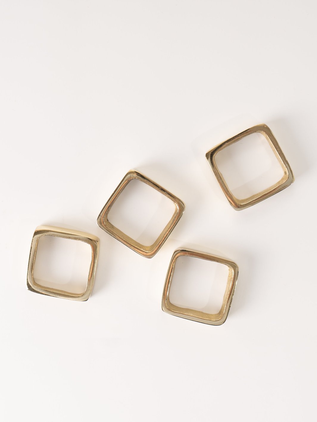 Square Brass Napkin Ring Set - Heyday