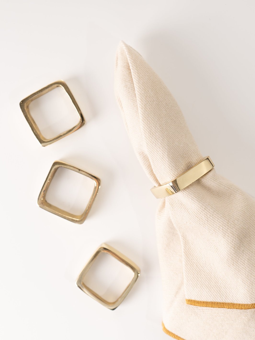 Square Brass Napkin Ring Set - Heyday