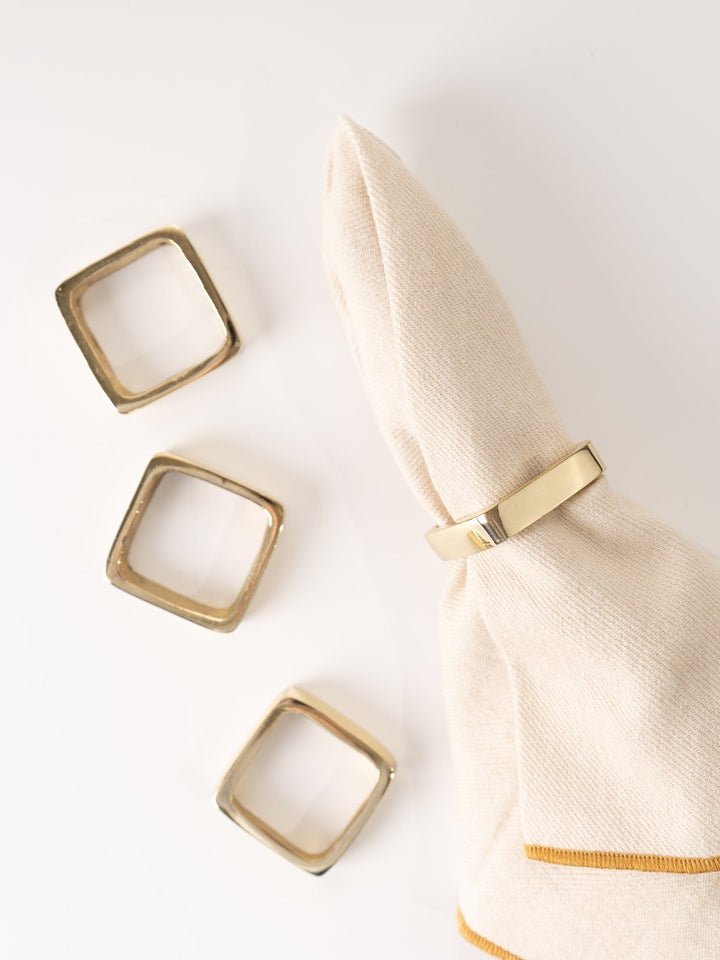 Square Brass Napkin Ring Set - Heyday