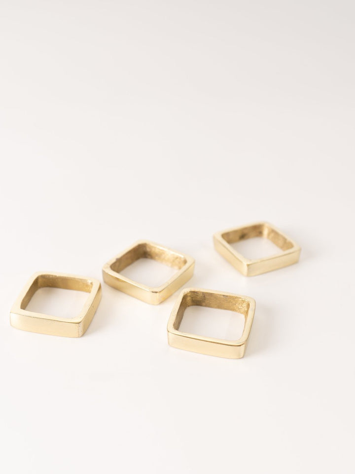 Square Brass Napkin Ring Set - Heyday