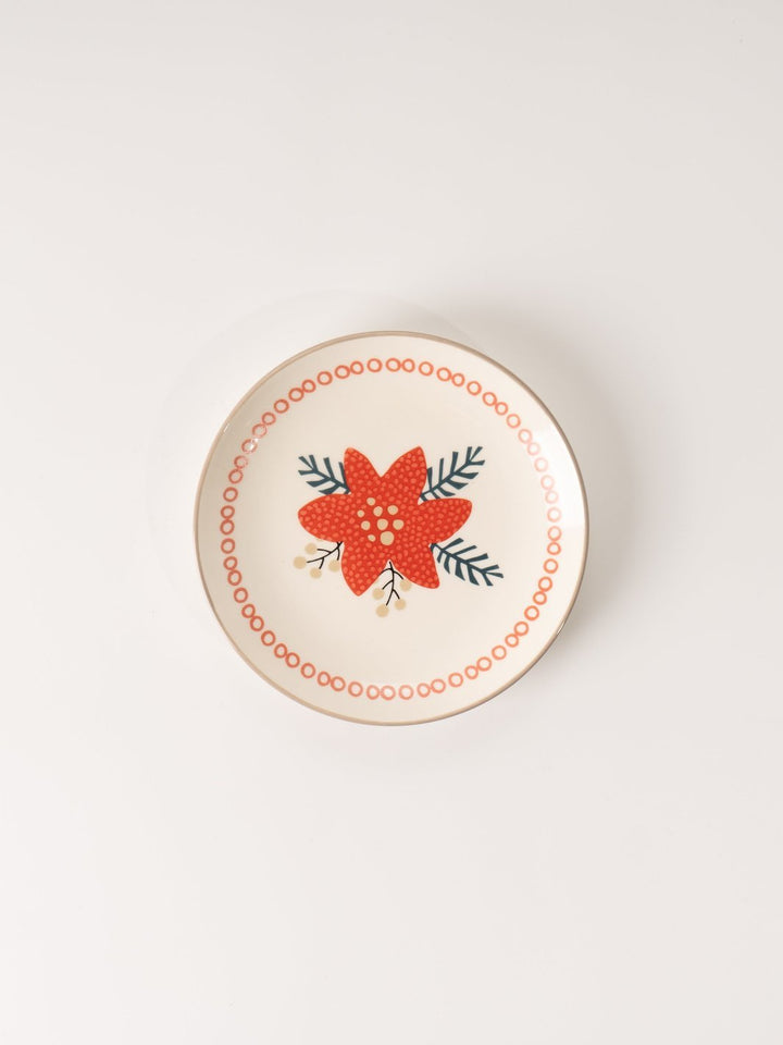 Stoneware Holiday Plate - Poinsettia - Heyday