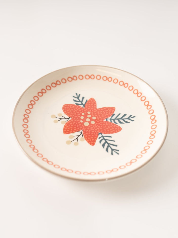 Stoneware Holiday Plate - Poinsettia - Heyday