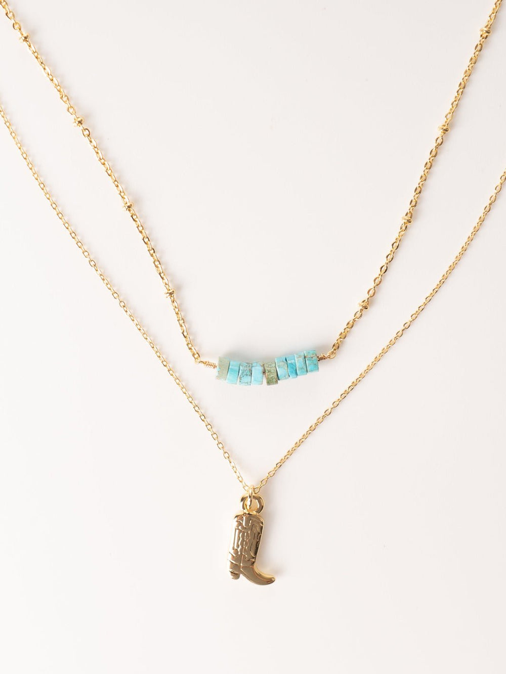 Stride Cowboy Boot and Turquoise Necklace Set - Heyday