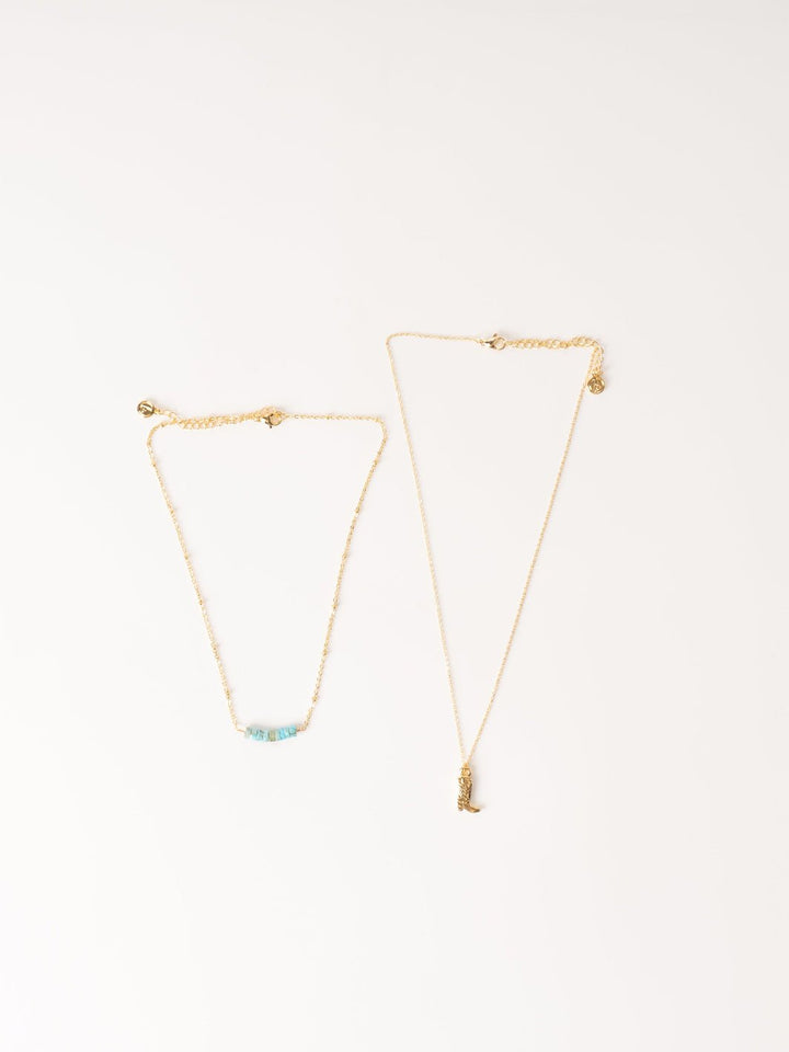 Stride Cowboy Boot and Turquoise Necklace Set - Heyday