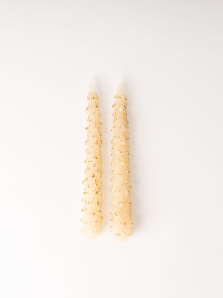 Tall Gold Dipped Ivory Tree Taper Candles - Heyday